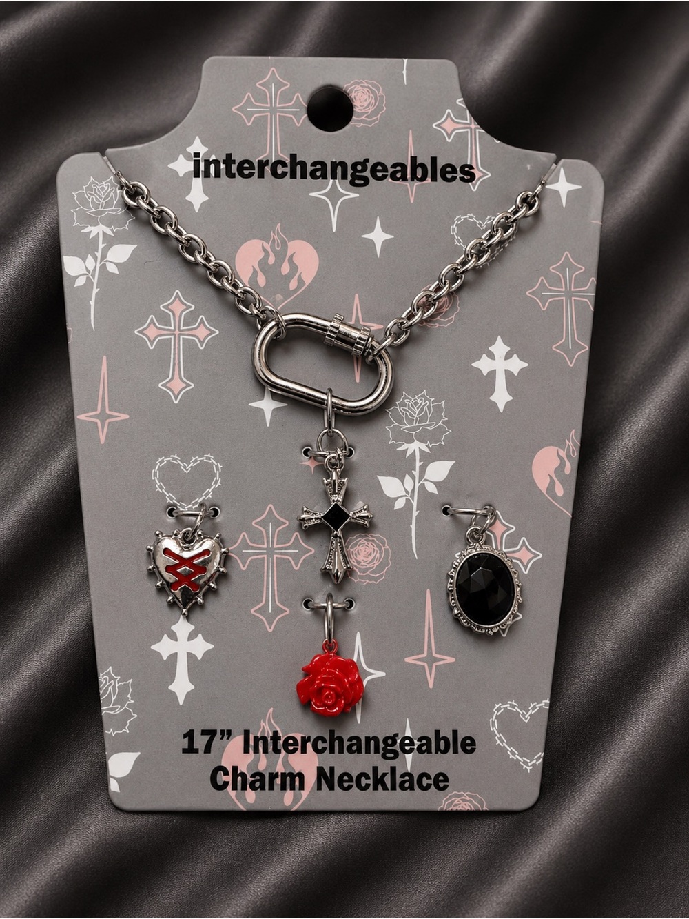 Silver Charm Necklace with Interchangeable Charms
